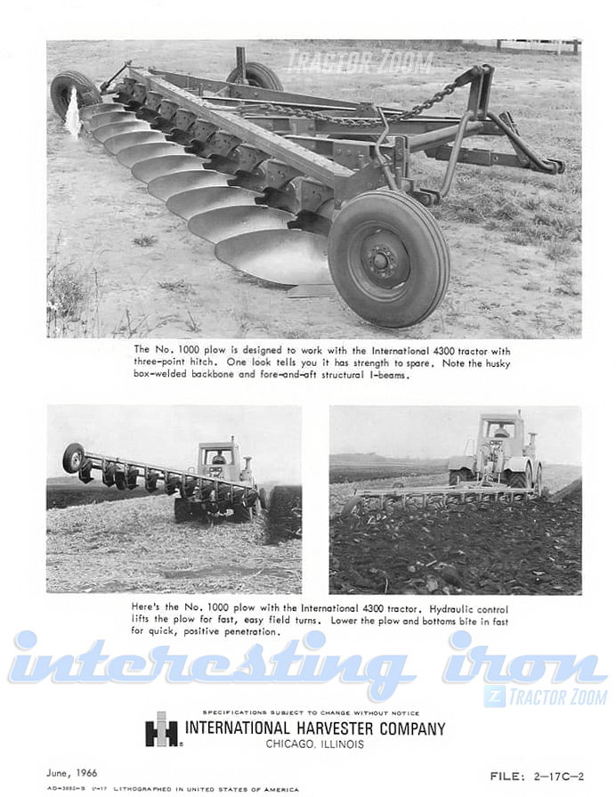 IH 4300 testing a No. 1000 plow Ih 1000 Moldboard 2