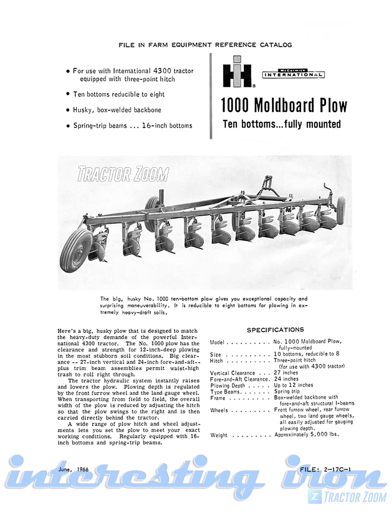 IH No. 1000 moldboard plow IH 1000 Moldboard Plow