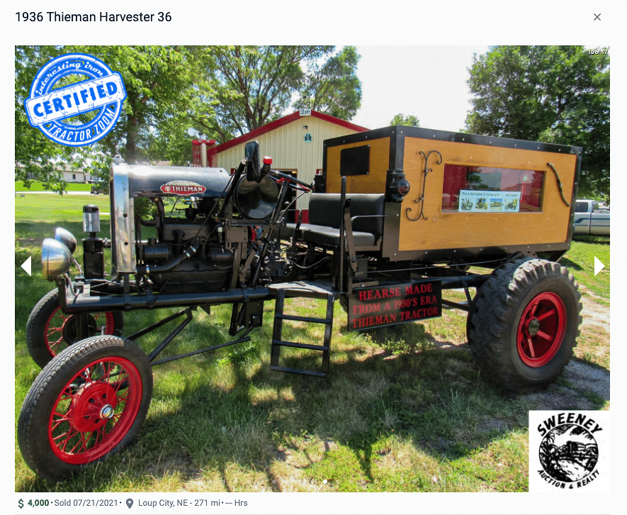 Thieman tractor at auction