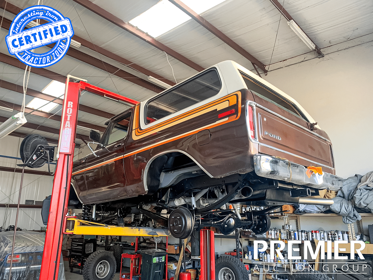 Ford Bronco on a lift