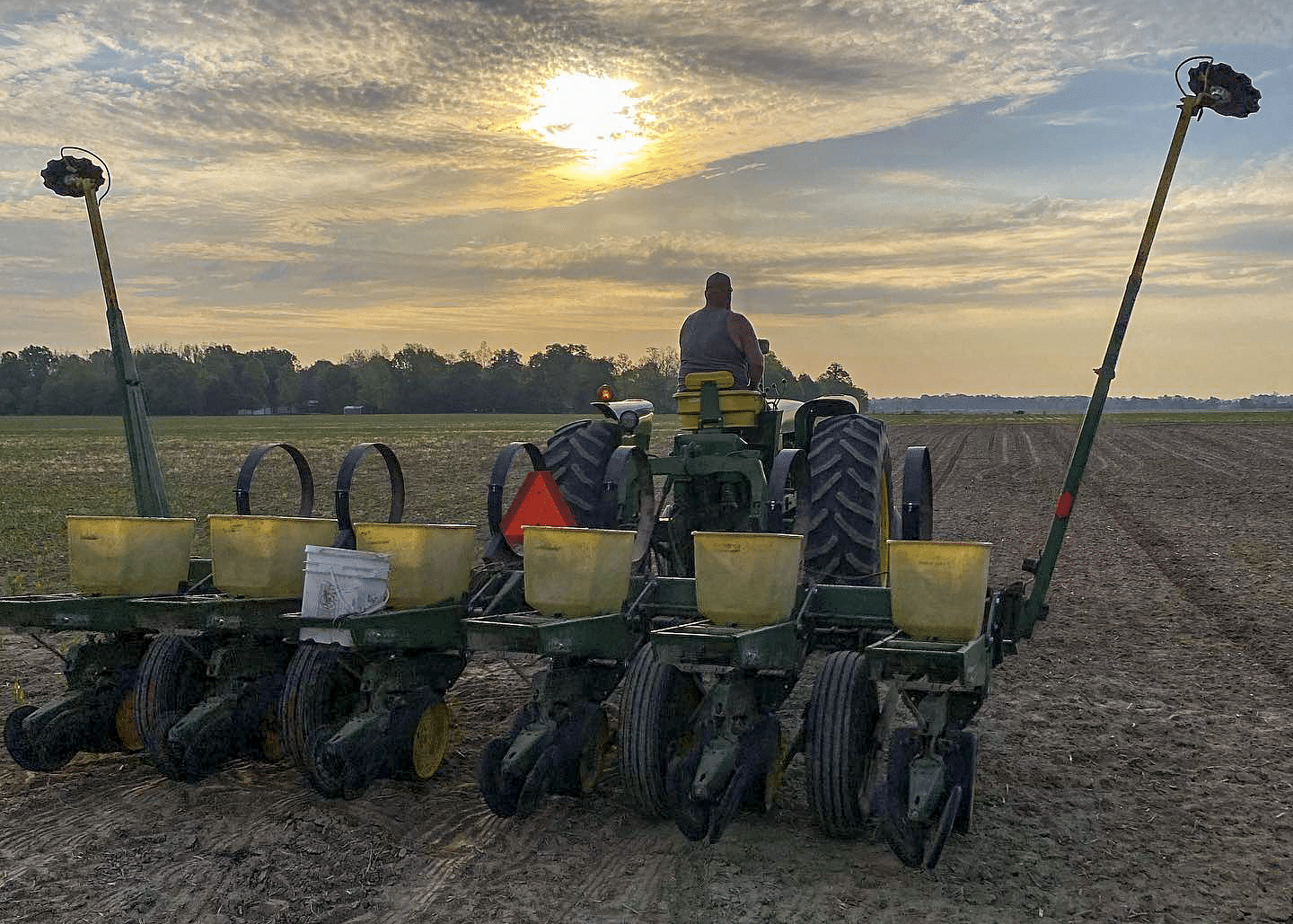 grandpa's tractor planting a test plot