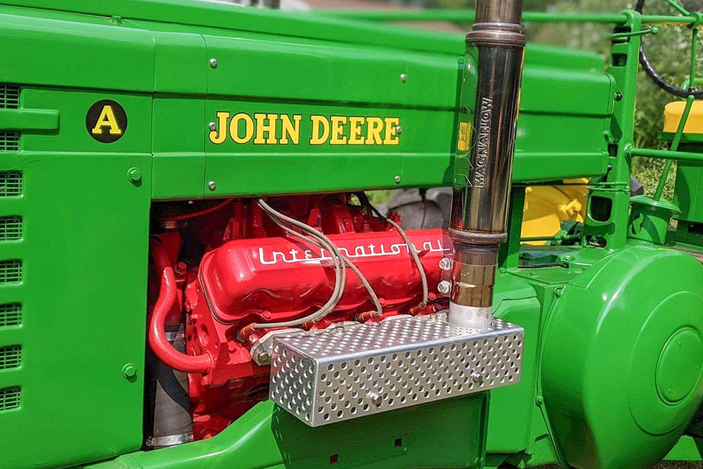 Repowered tractors: John Deere Model A with an IH 345 V8