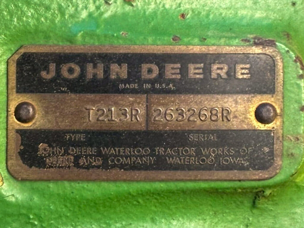 John Deere 4020 Serial Tag