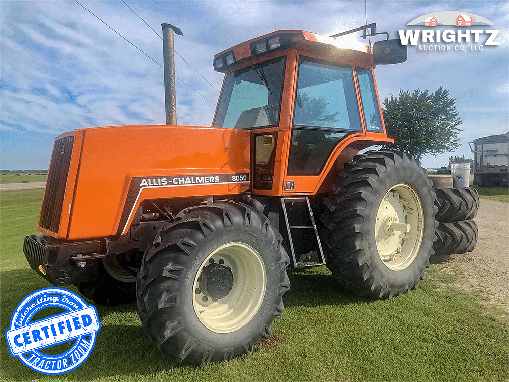 Allis Chalmers 8000-series tractor at an Iowa farm equipment auction