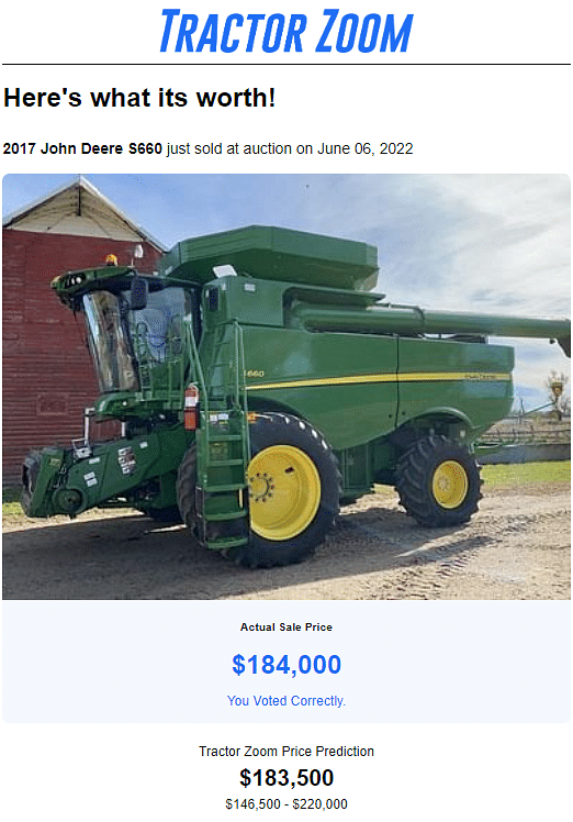 Price Prediction For John Deere S660