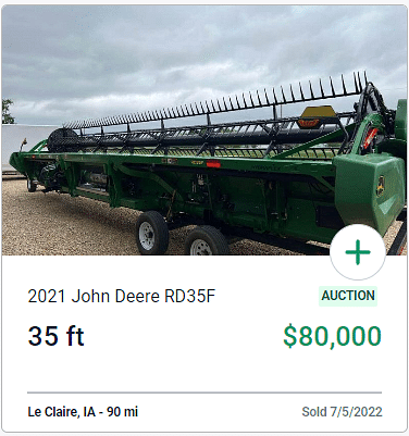 2021 John Deere RD35F Auction Price