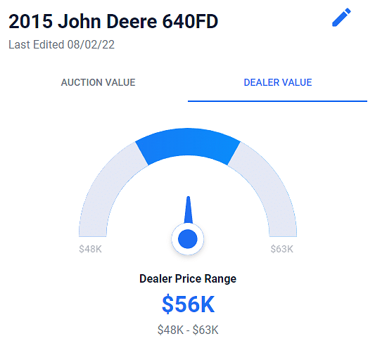 John Deere 640FD Equipment List Values