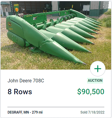 John Deere 708C Auction Price