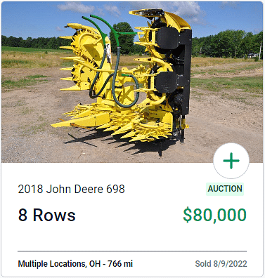 2018 John Deere 698 Forage Header Auction Sale Price