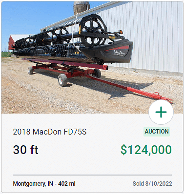 2018 MacDon FD75S auction sale price