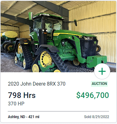2020 John Deere 8RX 370 Auction Sale Price