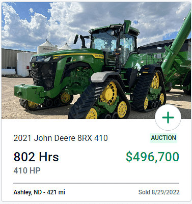 2021 John Deere 8RX 410 Auction Sale Price