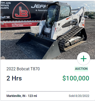 2022 Bobcat T870 Auction Sale Price