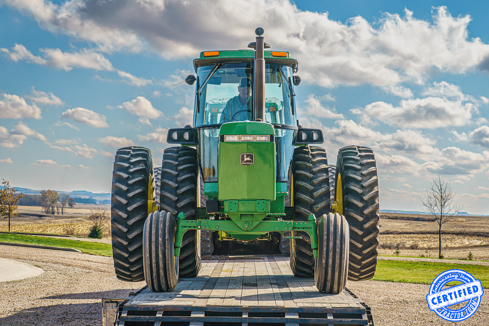 John Deere 4455 tractor with duals.