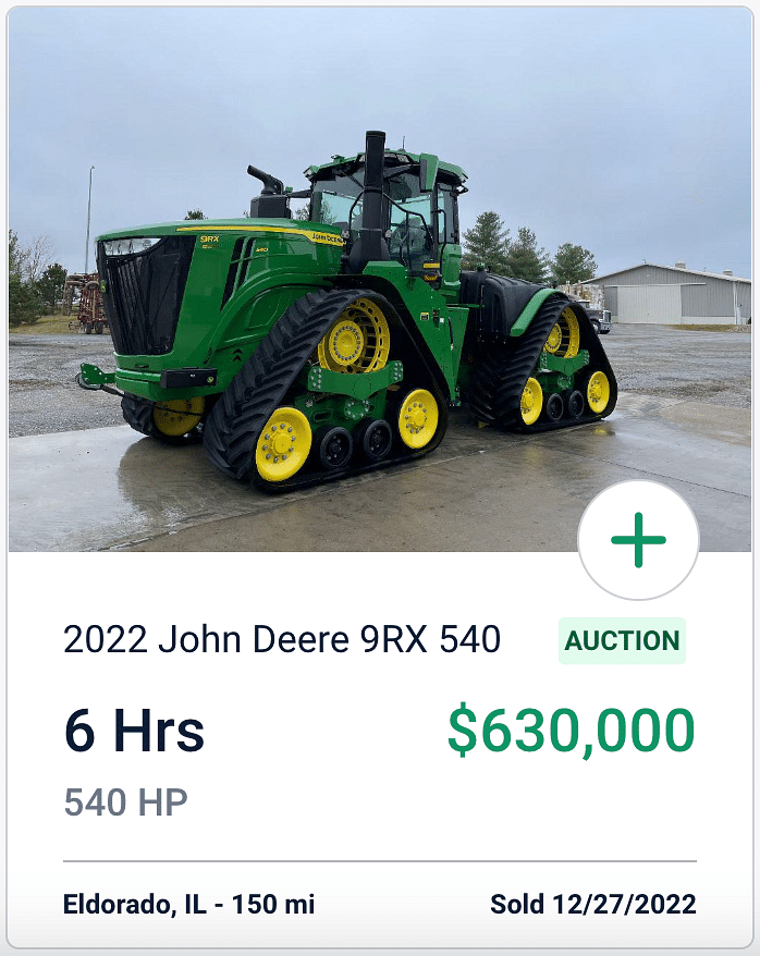 John Deere 9RX 540 Auction Sale Price