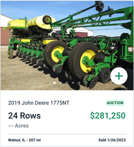 John Deere 1775NT Auction Sale Price