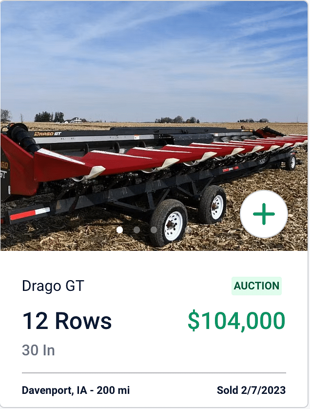 Drago GT Corn Head Auction Sale Price