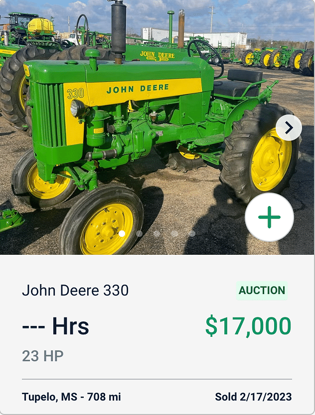 John Deere 330 Auction Sale Price