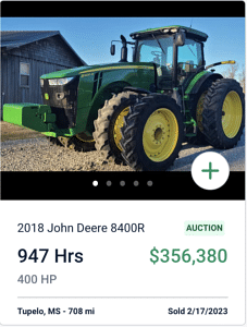 John Deere 8400R Auction Sale Price