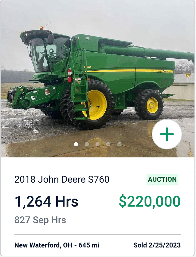 John Deere S760 Auction Sale Price