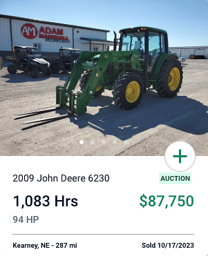 John Deere 6230 And Loader October Auction Compact Tractor